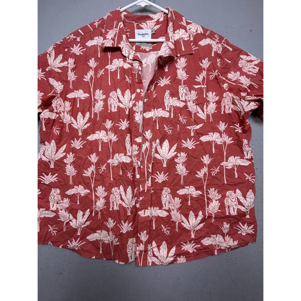 Goodfellow & Co Button Down 100% Cotton Red Tiger Print XXL Mens